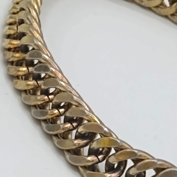 Gold tone Curb Chain Box Clasp Bracelet Vintage - Picture 6 of 10
